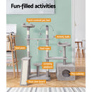 i.Pet Cat Tree 135cm Tower Scratching Post Scratcher Wood Condo House Toys Grey-4