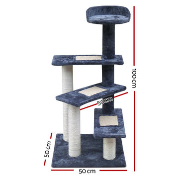 i.Pet Cat Tree 100cm Scratching Post Scratcher Tower Wood Condo House Trees Bed - 0