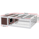 i.Pet Rabbit Hutch 124cm x 90cm x 35cm Chicken Coop Large Outdoor Wooden Run Cage House-2