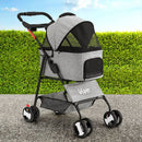 i.Pet Pet Stroller Dog Pram Cat Carrier Travel Large Pushchair Foldable 4 Wheels Grey-1