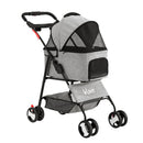 i.Pet Pet Stroller Dog Pram Cat Carrier Travel Large Pushchair Foldable 4 Wheels Grey-2