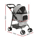 i.Pet Pet Stroller Dog Pram Cat Carrier Travel Large Pushchair Foldable 4 Wheels Grey-3