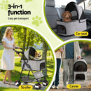 i.Pet Pet Stroller Dog Pram Cat Carrier Travel Large Pushchair Foldable 4 Wheels Grey-4