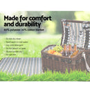 Alfresco 4 Person Picnic Basket Set Insulated Storage Blanket-6