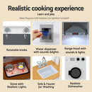 Keezi Kids Kitchen Playset 2-Piece Wooden Pretend Play Coffee Maker Toy 80CM White-5