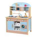 Keezi Kids Wooden Pretend Kitchen Play Sets Cooking Toys Pot Pan Bowls Oven Dishwasher 80CM Blue-1