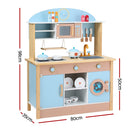 Keezi Kids Wooden Pretend Kitchen Play Sets Cooking Toys Pot Pan Bowls Oven Dishwasher 80CM Blue-2