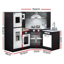 Keezi Kids Kitchen Play Set Wooden Pretend Cooking Playset w/Sounds Lights Black-2