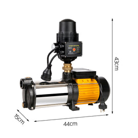 Giantz Garden Water Pump High Pressure 2000W 4-Stage Tank Irrigation Black - 0