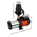Giantz 1800W Max 5-Stage Garden Water Pump High Pressure Irrigation Booster Pump, Automatic Multi-Stage External Sprinkler Pump for Rainwater Tank Transfer, Home Farm Lawn, Black-2