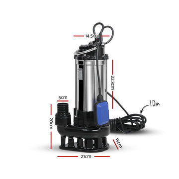 Giantz 2000W Max. Submersible Dirty Water Pump Bore Tank Well Steel Automatic - 0