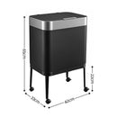 Cefito 40L Press Top Trash Can Kitchen Rubbish Bin Moblie Stainless Steel Black-3