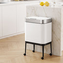 Cefito 40L Press Top Trash Can Kitchen Rubbish Bin Moblie Stainless Steel White-1