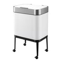 Cefito 40L Press Top Trash Can Kitchen Rubbish Bin Moblie Stainless Steel White-2