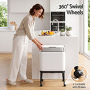 Cefito 40L Press Top Trash Can Kitchen Rubbish Bin Moblie Stainless Steel White-6
