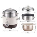 Devanti 3L Rice Cooker Small 6 Cup Multi Cooker with Steamer-3