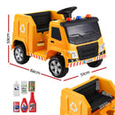 Rigo Kids Ride On Car Garbage Truck Police Light 12V Electric Toys Cars Yellow-2