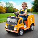 Rigo Kids Ride On Car Garbage Truck Police Light 12V Electric Toys Cars Yellow-7