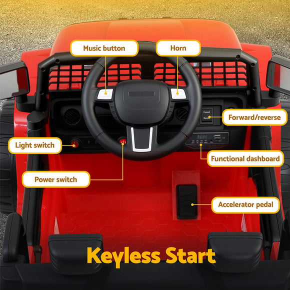 Rigo Kids Electric Ride On Car Jeep Toy Cars Remote 12V Red