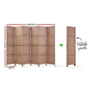 Artiss 6 Panel Room Divider Screen Privacy Timber Foldable Dividers Stand Natural-2