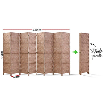 Artiss 8 Panel Room Divider Screen Privacy Timber Foldable Dividers Stand Natural - 0