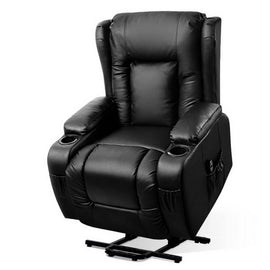Artiss Recliner Chair Lift Assist Heated Massage Chair Leather Rukwa - 0