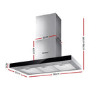 Devanti 900mm Range Hood 90cm Rangehood Glass Stainless Steel-2
