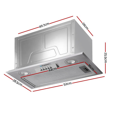 Devanti 520mm Range Hood 52cm Rangehood Stainless Steel - 0