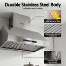 Devanti 900mm Range Hood 3-Speed Fan LED Display Remote Control-8