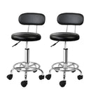 Artiss 2x Salon Stool Swivel Chair Backrest Black-1