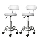 Artiss 2x Salon Stool Swivel Chair Backrest White-1