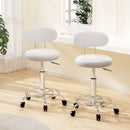 Artiss 2x Salon Stool Swivel Chair Backrest White-7