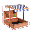 Keezi Kids Sandpit Wooden Canopy Sandbox With Cover Funnel Outdoor Toys 110cm-2