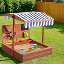 Keezi Kids Sandpit Wooden Canopy Sandbox With Cover Funnel Outdoor Toys 110cm-5