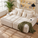 Artiss Double Chaise Lounge Sofa 2-Seater Modular Sofa Lounge Chair Couch Beige-1
