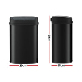 Devanti 50L Sensor Bin Motion Rubbish Automatic Black - 0