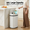 Devanti 50L Sensor Bin Motion Rubbish Automatic White-4