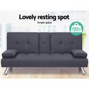 Artiss Sofa Bed 175CM Dark Grey Fabric-4