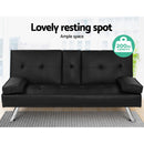 Artiss Sofa Bed 168CM Black PU Leather-3