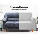 Artiss Sofa Cover Couch Covers 3 Seater High Stretch Grey-4