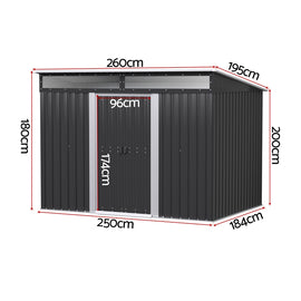 Giantz Garden Shed Outdoor Storage 2.60x1.95M Tool Sheds Workshop House Shelter - 0