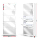 Artiss Shoe Rack Cabinet Mirror 25 Pairs White-4