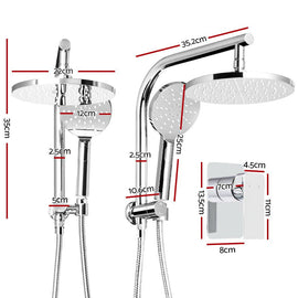 Cefito 9'' Rain Shower Head Set Handheld Round High Pressure Mixer Tap Chrome - 0