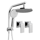 Cefito 9'' Rain Shower Head Set Handheld Round High Pressure Twins Tap�Chrome-7