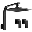 Cefito 8'' Rain Shower Head Wall Arm Square High Pressure Twins Tap Black-1