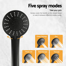Handheld Shower Head 4.5" High Pressure 5 Modes Poweful Round Black-5