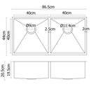 Cefito Kitchen Sink 86X44CM Stainless Steel Basin Double Bowl Silver-2