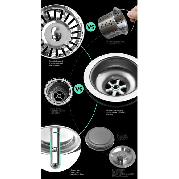 Cefito Kitchen Sink 86X44CM Stainless Steel Basin Double Bowl Silver