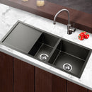 Cefito Kitchen Sink 100X45CM Stainless Steel Basin Double Bowl Nano Black-7