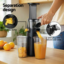 Devanti Slow Juicer Cold Press Fruit Juice Extractor 130W Black-4